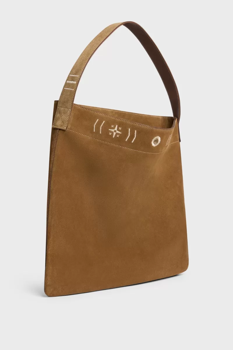 Totebag in suede leather with embroideries - LADY | Gerard Darel Fashion