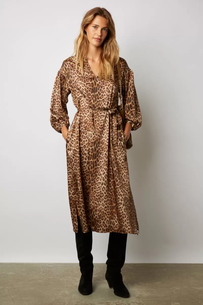 Tunic style, leopard print maxi dress - JULIAN | Gerard Darel Sale