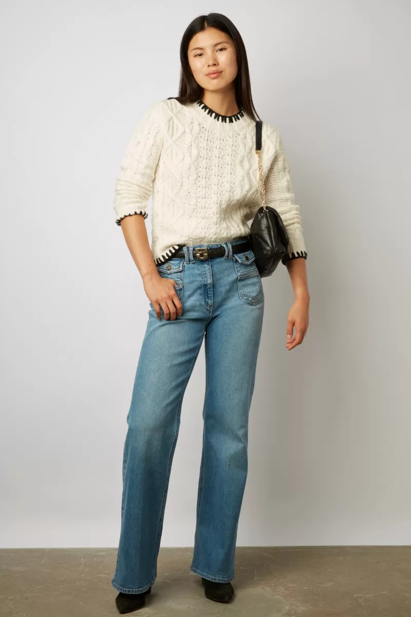 Twisted sweater with black piping - BILLIE | Gerard Darel Cheap