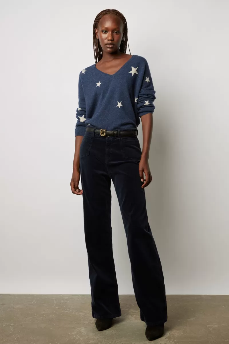 V-neck cashmere sweater with star pattern - LORETTE | Gerard Darel Best Sale