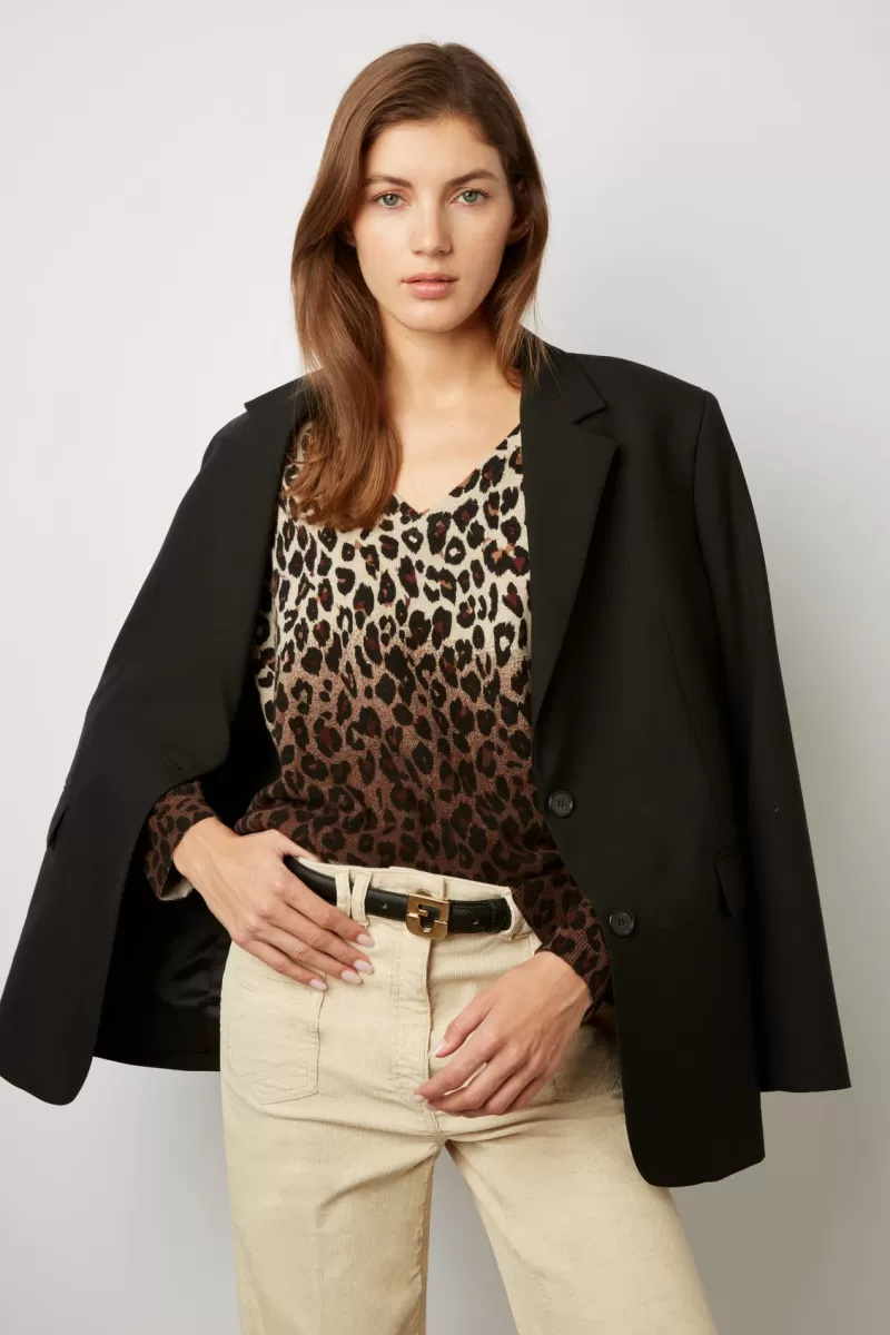 V-neck gradient leopard print wool sweater - LAVINIA | Gerard Darel Cheap
