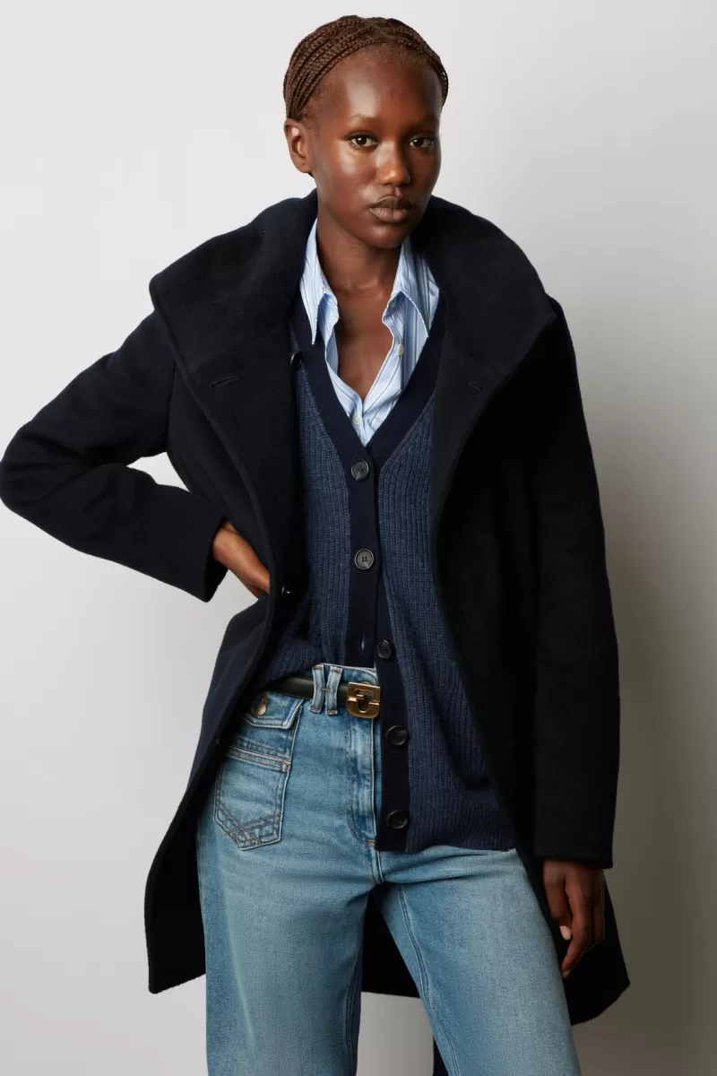 Waisted coat with draped collar - SIDONIE | Gerard Darel Store