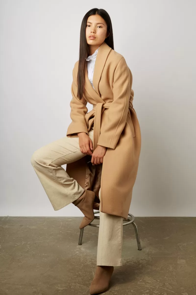 Waisted full-length wool coat | Gerard Darel Sale