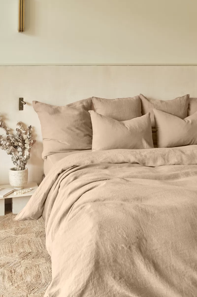 Washed linen duvet cover - light brown | Gerard Darel Online