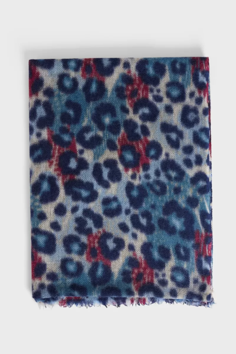 Wool and cashmere multico leopard scarf - GYSLAINE | Gerard Darel Clearance